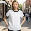 AS Colour Ladies Maple Ringer T Shirt with custom print, White/Black, lifestyle view