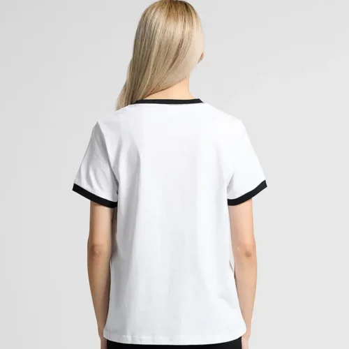 AS Colour Ladies Maple Ringer T Shirt, White/Black, studio back view