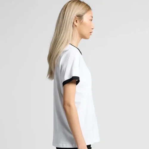AS Colour Ladies Maple Ringer T Shirt, White/Black, studio side view