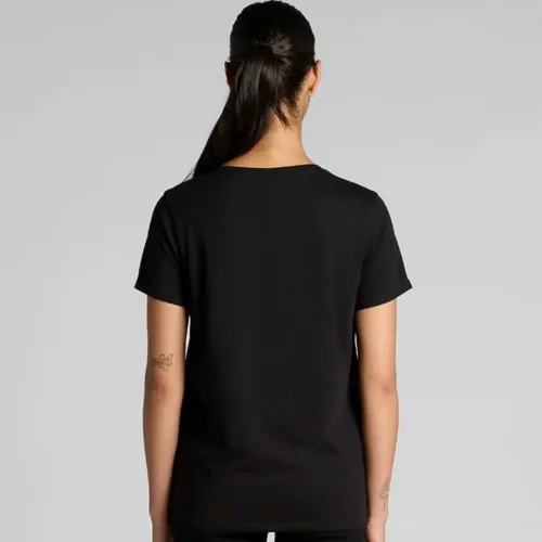 AS Colour Ladies Maple Scoop T Shirt, Black, studio back view