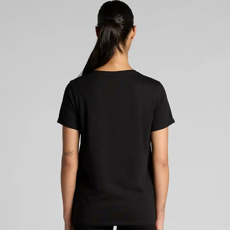 AS Colour Ladies Maple Scoop T Shirt, Black, studio back view