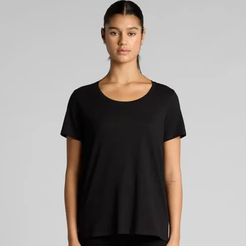 AS Colour Ladies Maple Scoop T Shirt, Black, studio front view