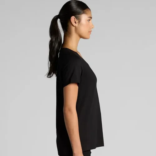 AS Colour Ladies Maple Scoop T Shirt, Black, studio side view