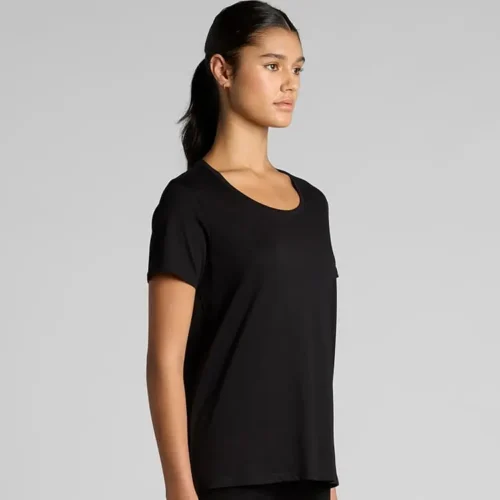AS Colour Ladies Maple Scoop T Shirt, Black, studio turn view