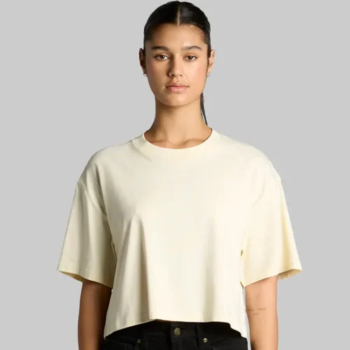 AS Colour Ladies Martina Crop T Shirt custom print, Butter, studio front