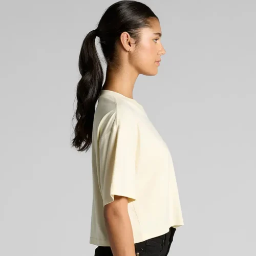 AS Colour Ladies Martina Crop T Shirt custom print, Butter, studio side