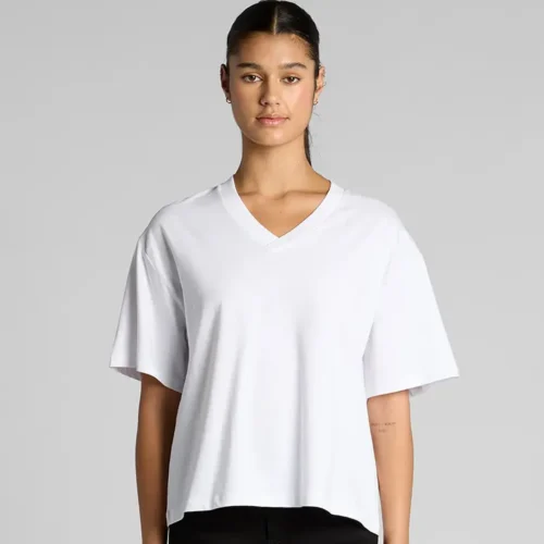 AS Colour Ladies Martina V Neck custom print, White, studio front