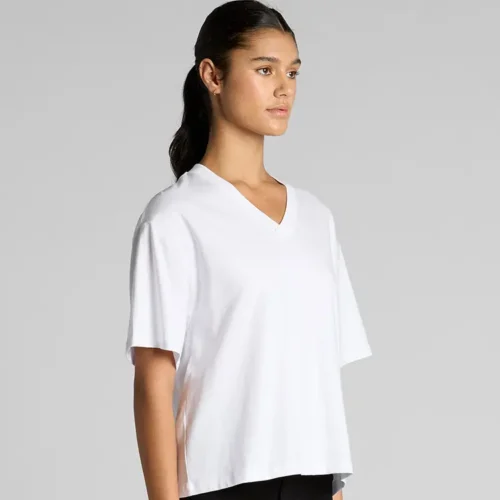 AS Colour Ladies Martina V Neck custom print, White, studio three-quarter