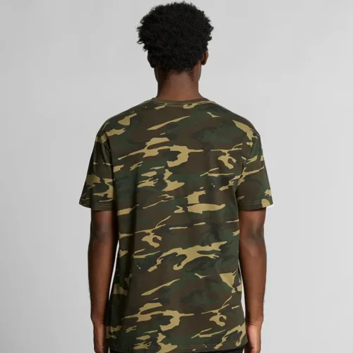 AS Colour Men Staple Camo T Shirt, Camo Green, studio back view
