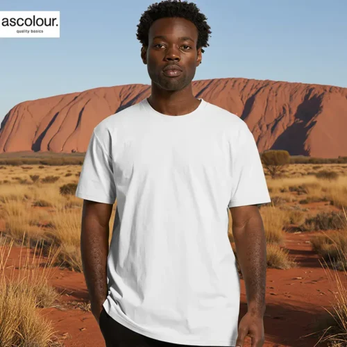 AS Colour Men Staple Recycled T Shirt with custom print, White, main lifestyle view