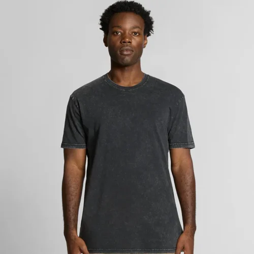AS Colour Men Staple Stone Wash T Shirt, Black Stone, studio front view