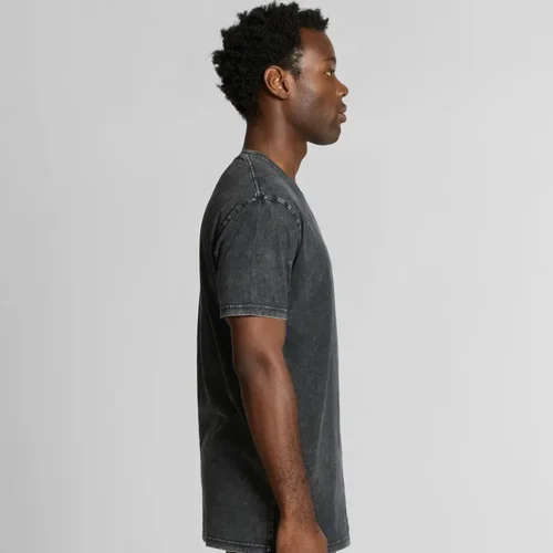 AS Colour Men Staple Stone Wash T Shirt, Black Stone, studio side view