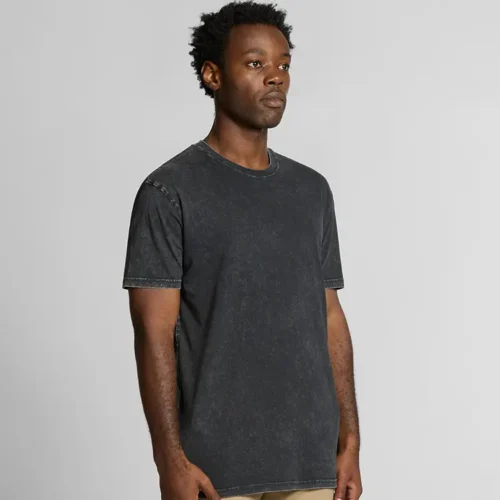 AS Colour Men Staple Stone Wash T Shirt, Black Stone, studio turn view