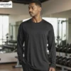 AS Colour Men's Basic Staple Active Long Sleeve T Shirt with custom print, Black, lifestyle view