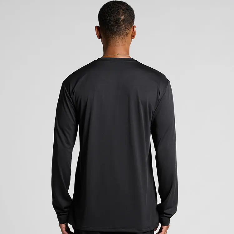 AS Colour Men's Basic Staple Active Long Sleeve T Shirt with custom print, Black, studio back