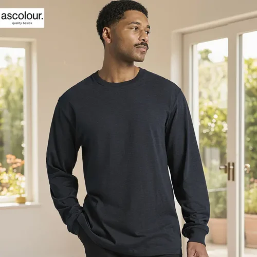 AS Colour Men's Block Long Sleeve T Shirt with custom print, Black, lifestyle view