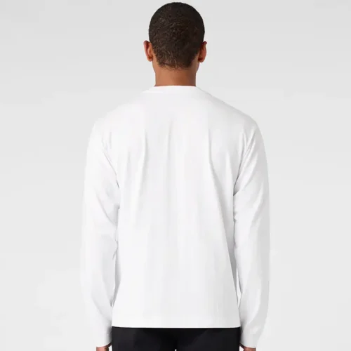 AS Colour Men's Box Long Sleeve T Shirt with custom print, White, studio back view