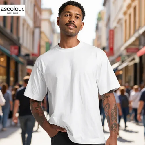 AS Colour Men's Box T Shirt with custom print, White, lifestyle view