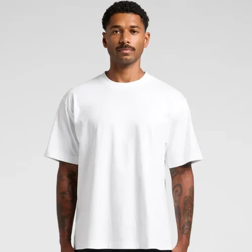 AS Colour Men's Box T Shirt with custom print, White, studio front view