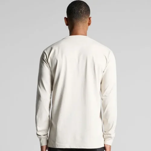 AS Colour Men's Classic Long Sleeve T Shirt with custom print, Ecru, studio back view