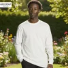 AS Colour Men's Staple Long Sleeve Organic T Shirt with custom print, White, lifestyle view