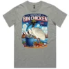 Grey marle men’s bin chicken t-shirt lay flat showing front print
