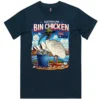 Navy men’s bin chicken t-shirt lay flat showing front print