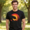 Bear in the Forest men's graphic t-shirt in black, front