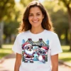 Ladies white Brisbane Christmas t-shirt with Santa and koala design