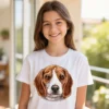 Cute Beagle with Sad Eyes kids t-shirt in white