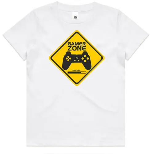 White Gamer Zone Loading kids t-shirt