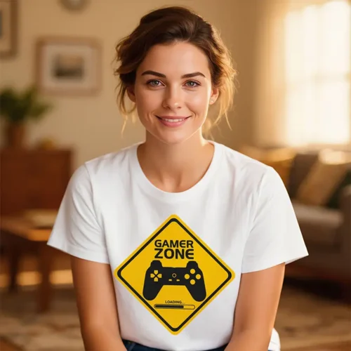 Gamer Zone Loading ladies t-shirt with controller graphic
