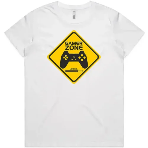 White Gamer Zone Loading ladies t-shirt