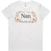 Lay flat view of the white Nana ladies t-shirt