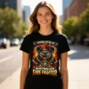 Proud To Be An Australian Firefighter printed in Australia graphic t-shirt ladies black front