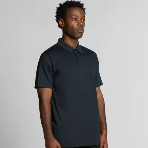 AS Colour Chad Polo in Navy, studio three-quarter view