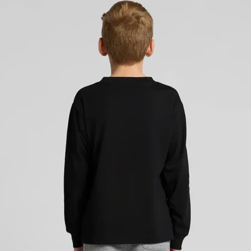 AS Colour Kids Classic Long Sleeve T Shirt, Black, studio back view