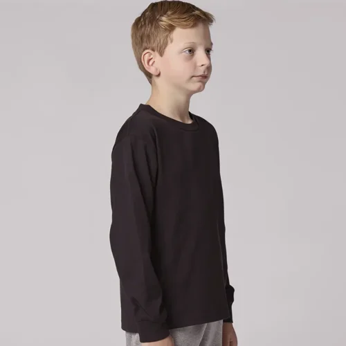 AS Colour Kids Classic Long Sleeve T Shirt, Black, studio three-quarter turn view