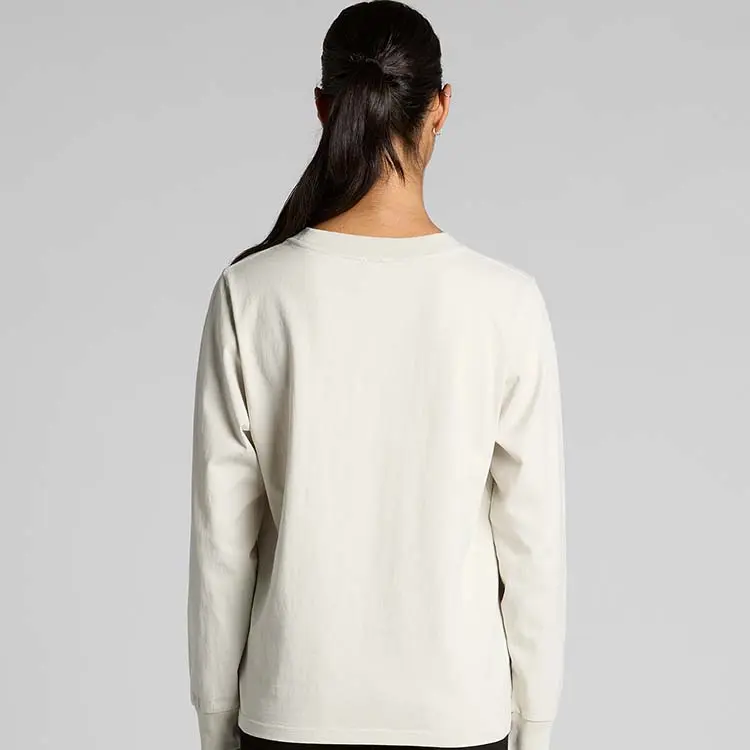 AS Colour Ladies Heavy Faded Long Sleeve T Shirt, Faded Bone, studio back view