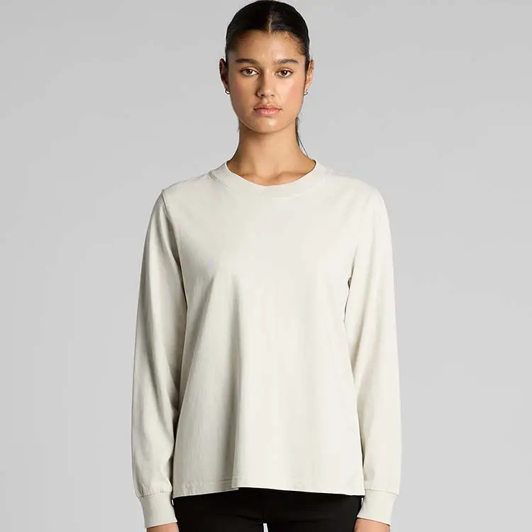 AS Colour Ladies Heavy Faded Long Sleeve T Shirt, Faded Bone, studio front view