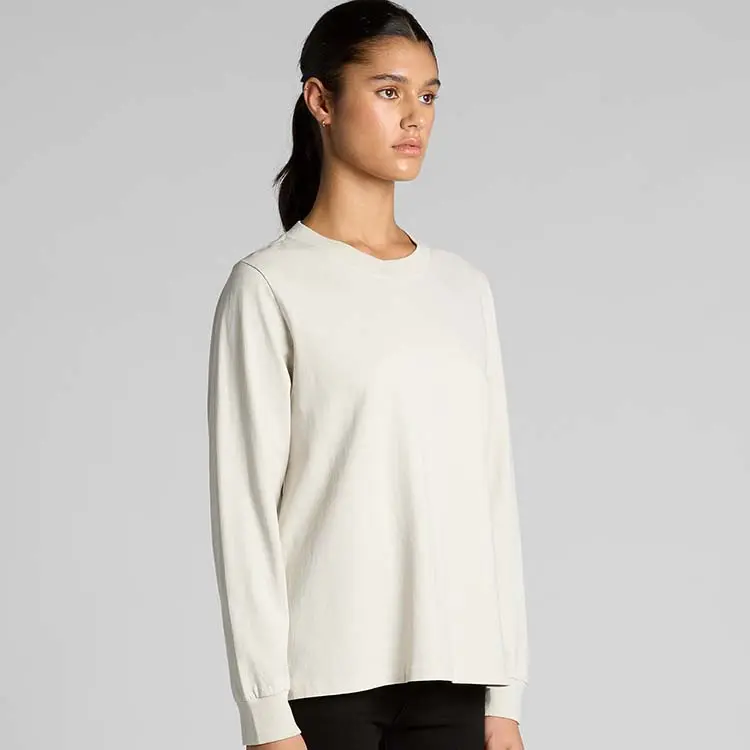 AS Colour Ladies Heavy Faded Long Sleeve T Shirt, Faded Bone, studio three-quarter view