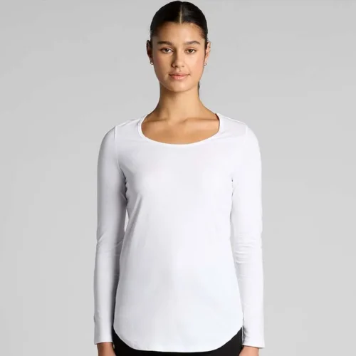 AS Colour Ladies Mali Long Sleeve T Shirt, White, studio front view