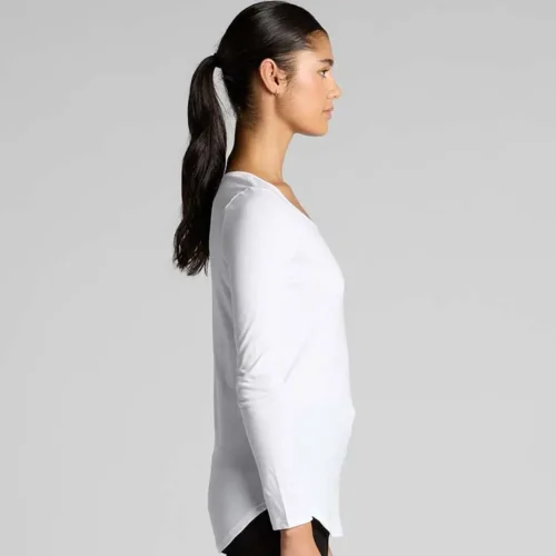 AS Colour Ladies Mali Long Sleeve T Shirt, White, studio side view