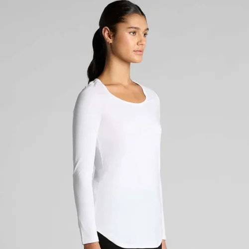 AS Colour Ladies Mali Long Sleeve T Shirt, White, studio three-quarter view