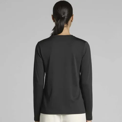 AS Colour Ladies Maple Active Long Sleeve T Shirt, Black, studio back view