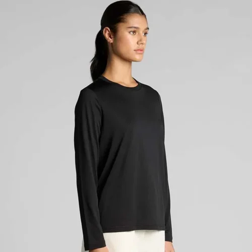 AS Colour Ladies Maple Active Long Sleeve T Shirt, Black, studio three-quarter view