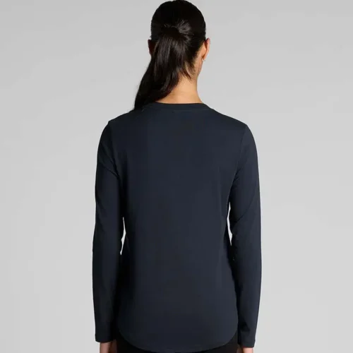AS Colour Ladies Maple Curve Long Sleeve T Shirt, Navy, studio back view
