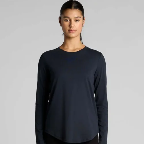 AS Colour Ladies Maple Curve Long Sleeve T Shirt, Navy, studio front view