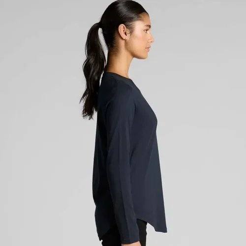 AS Colour Ladies Maple Curve Long Sleeve T Shirt, Navy, studio side view