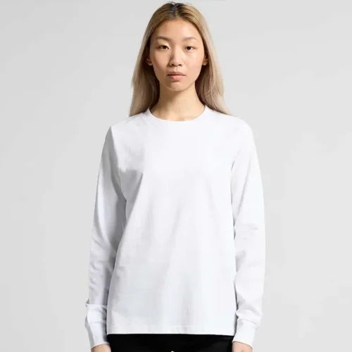 AS Colour Ladies Maple Long Sleeve T Shirt, White, studio front view